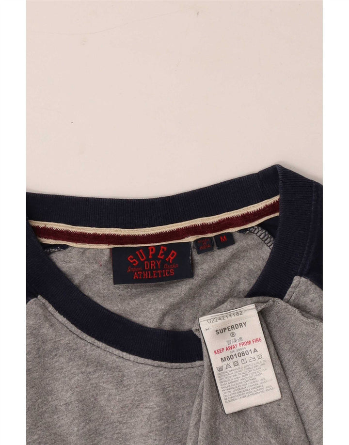 Top masculino Superdry manga comprida cinza médio algodão colorblock