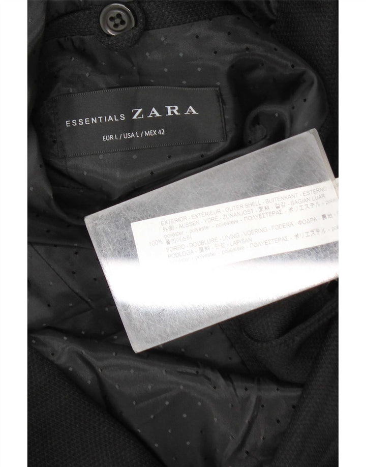 Jaqueta blazer masculina Zara com 2 botões Reino Unido 40 grande poliéster preto