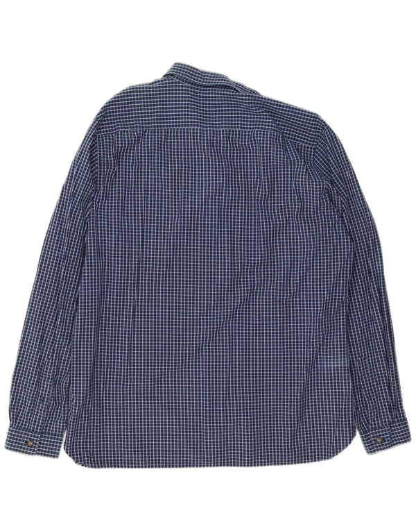 Camisa masculina Lacoste Slim Fit tamanho 45 2XL algodão xadrez azul marinho