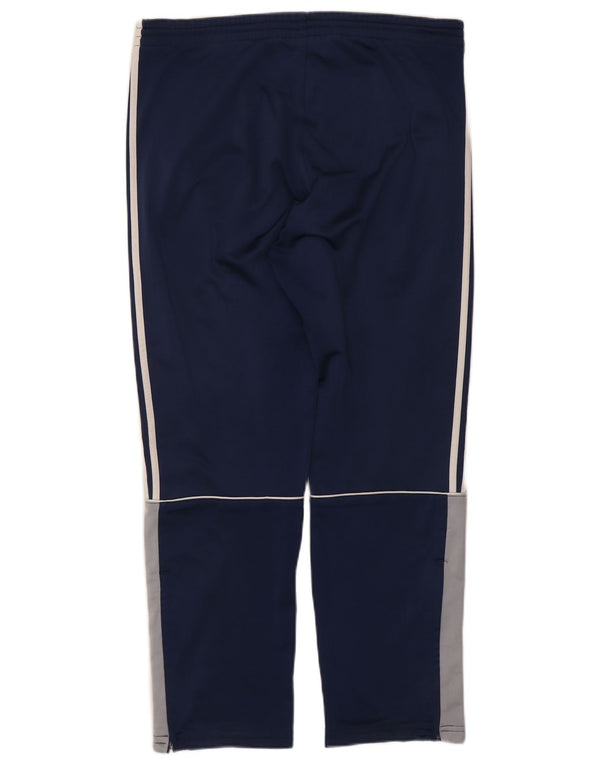 Calça de treino masculina Adidas UK 36/38 pequena azul marinho colorblock