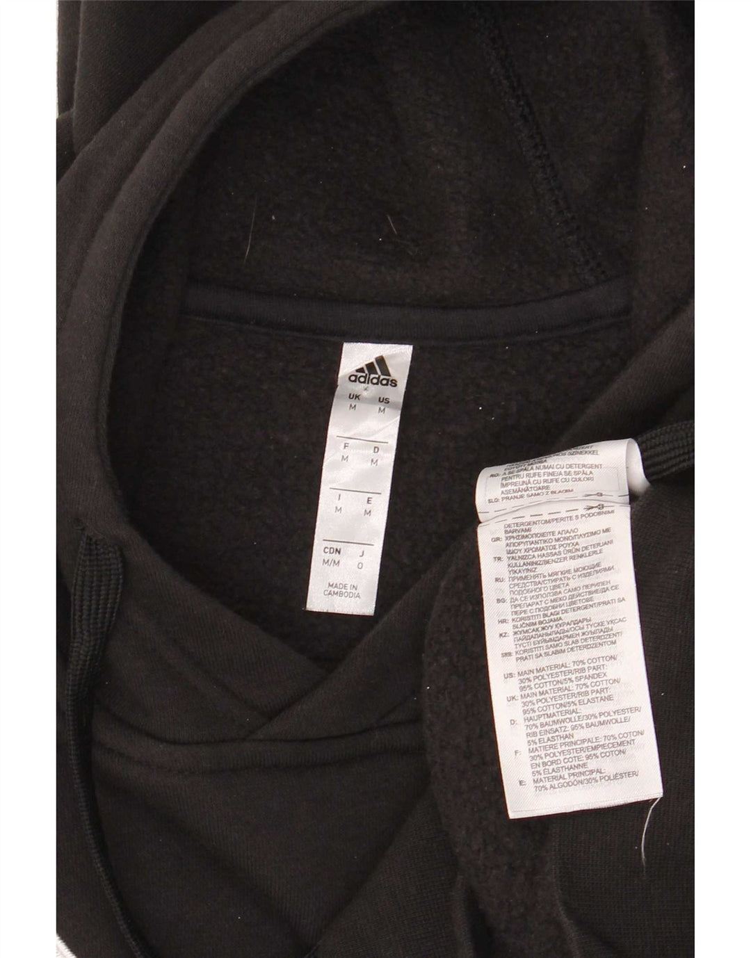 Adidas Mens Hoodie Jumper Médio Algodão Preto