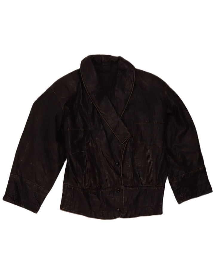 Jaqueta de couro feminina vintage UK 16 grande marrom