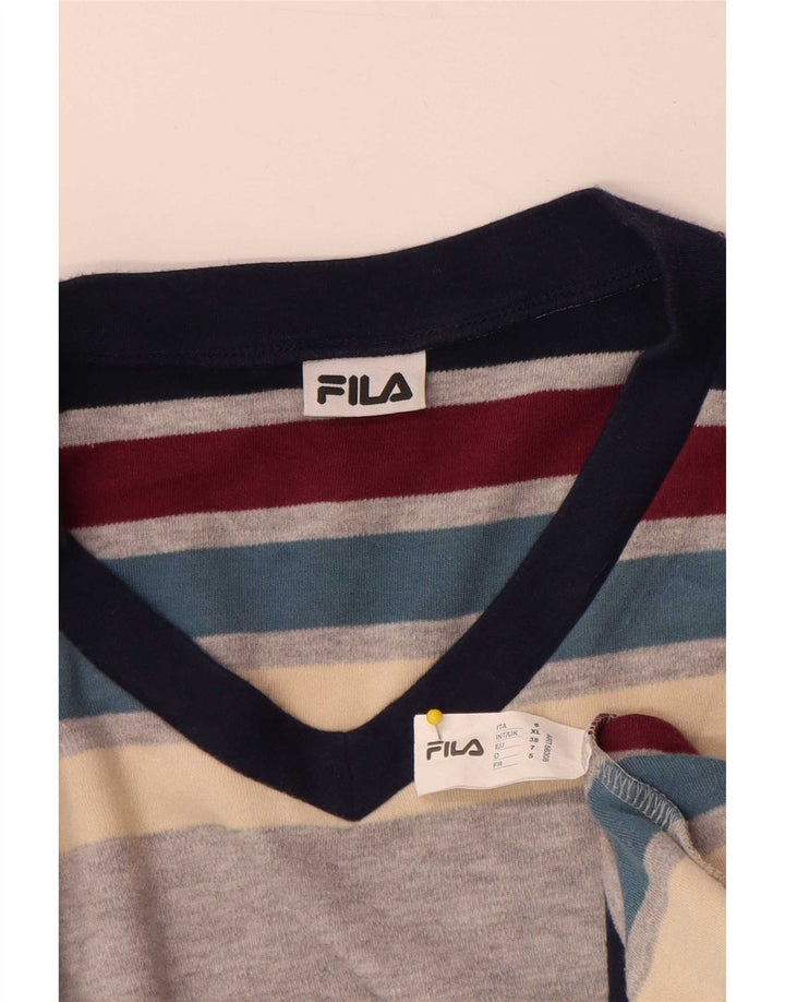 Fila Mens Top Manga Longa XL Algodão Listrado Multicolorido