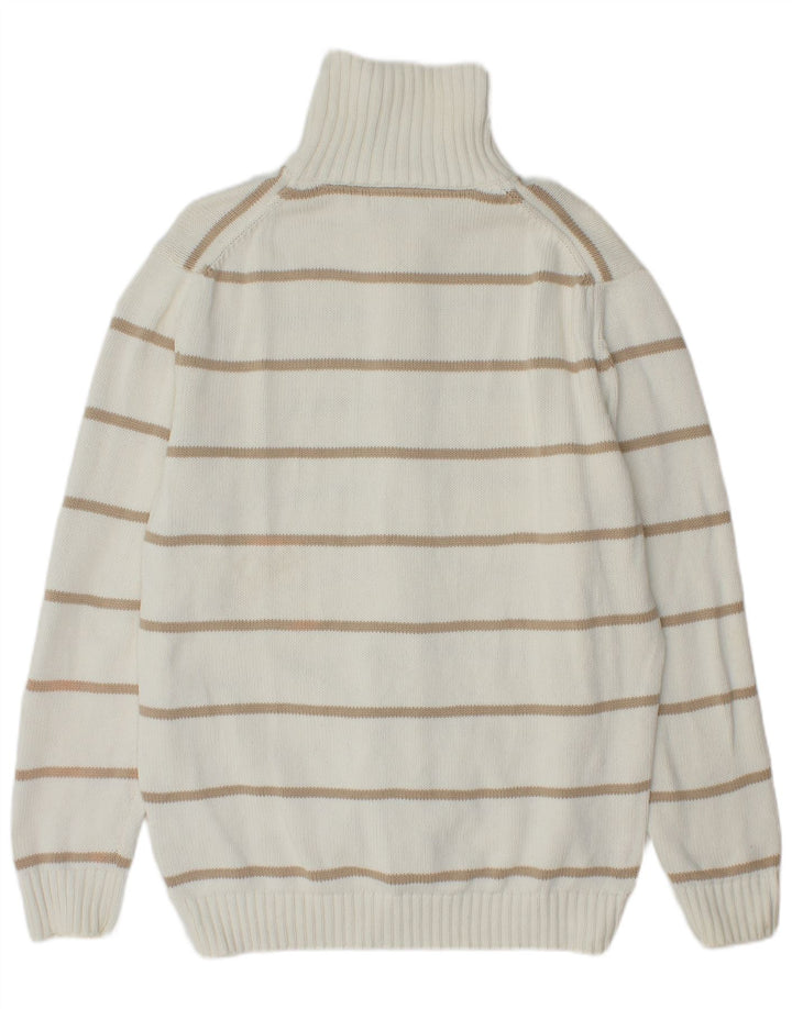 Suéter Zara Masculino Zip Cardigan XL Algodão Listrado Branco