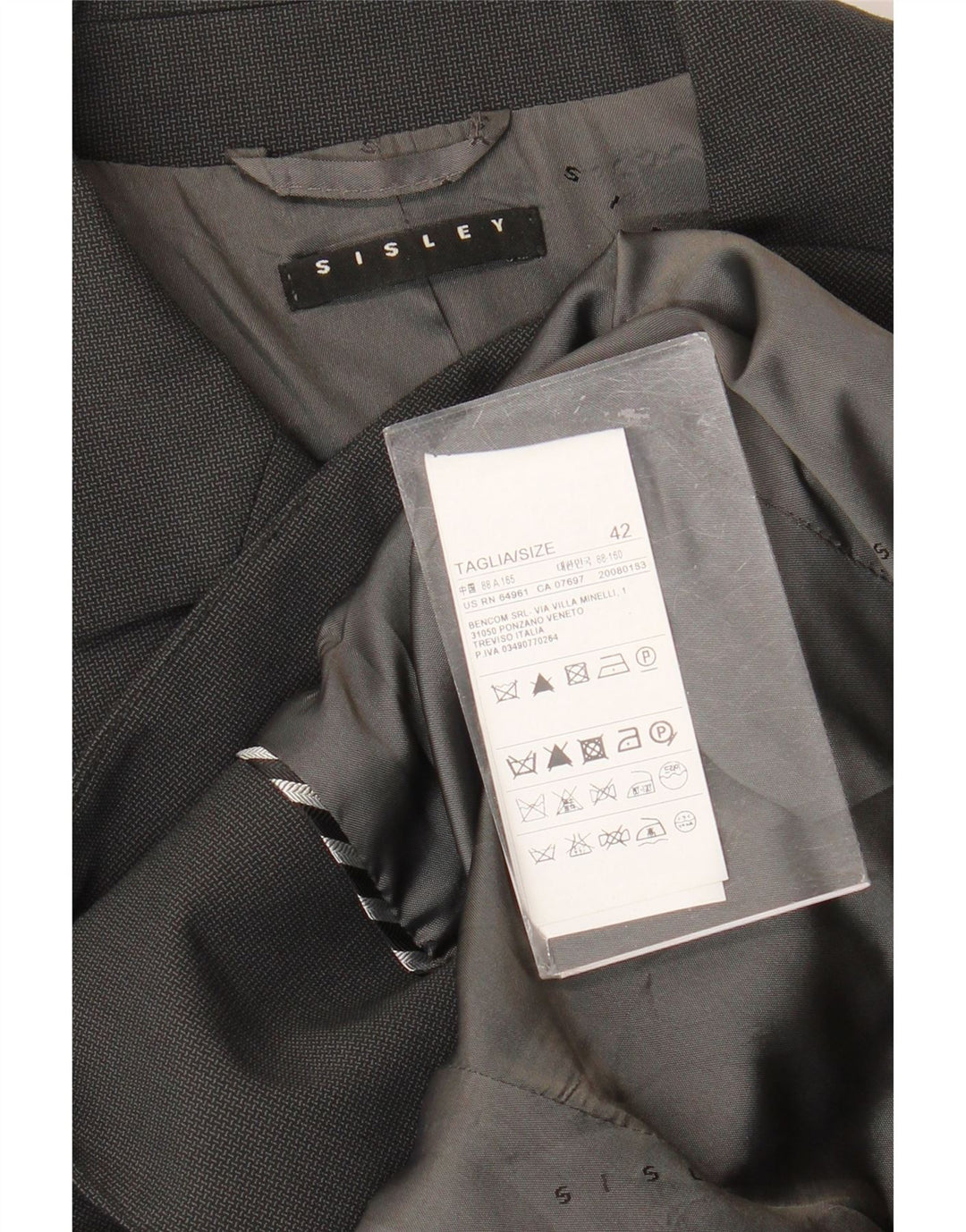 Sisley Jaqueta Blazer Feminina com 2 Botões IT 42 Poliéster Cinza Médio