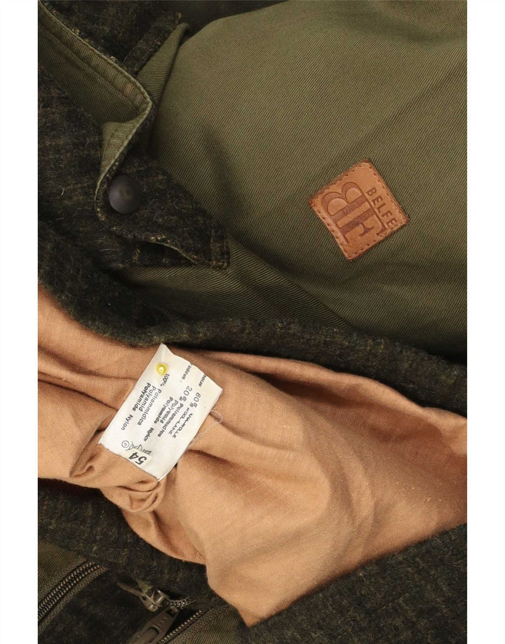 Jaqueta utilitária masculina Belfe & Belfe IT 54 2XL lã xadrez verde