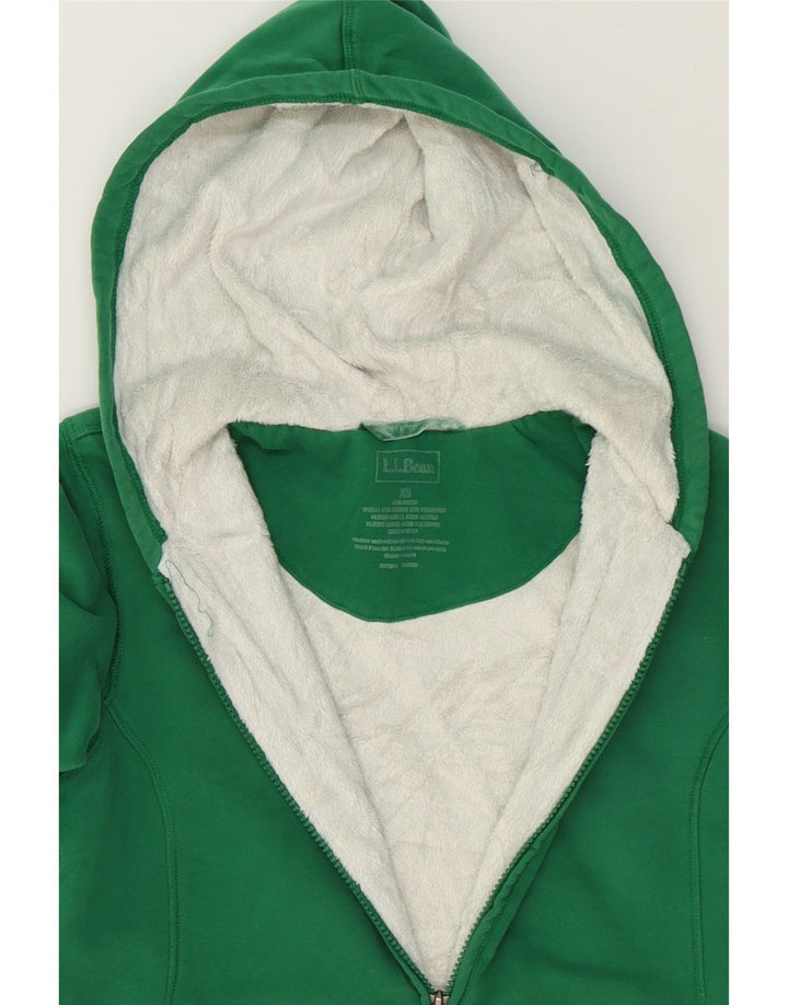 L.L.BEAN Womens Zip Hoodie Sweater UK 6 XS Green Cotton Vintage L.L.Bean and Second-Hand L.L.Bean from Messina Hembry 