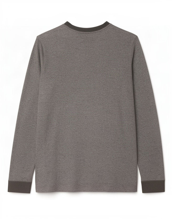 Top masculino Hollister de manga comprida grande algodão manchado cinza