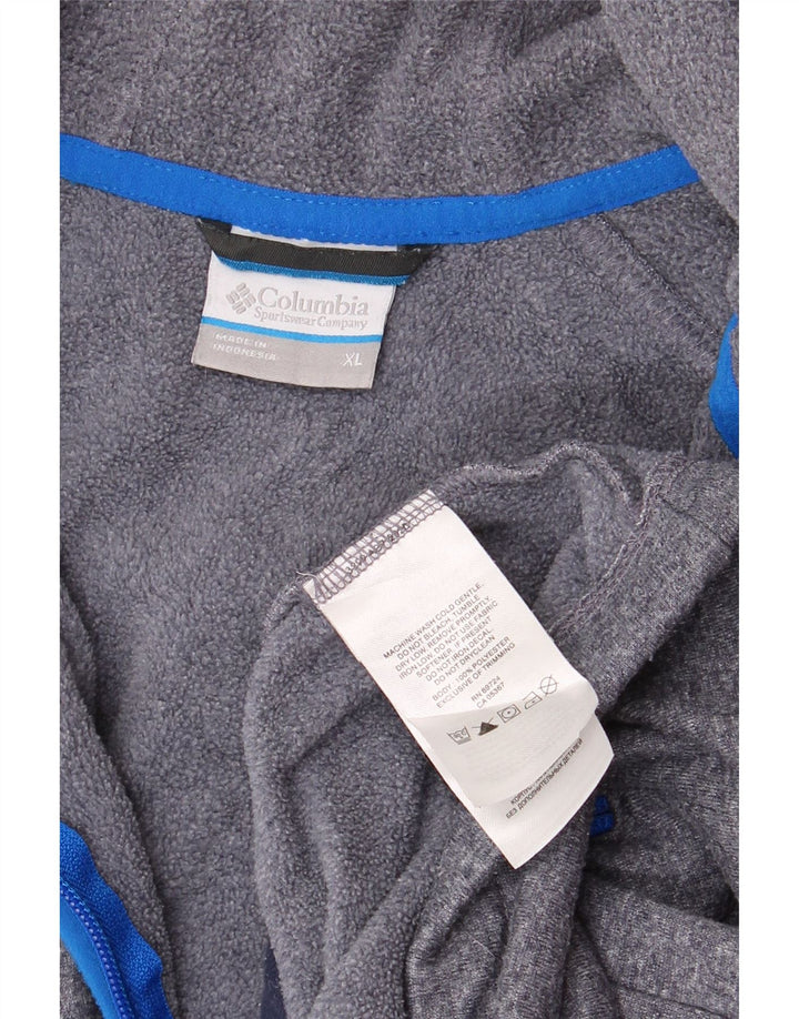 Suéter masculino COLUMBIA com capuz e zíper XL azul marinho poliéster manchado