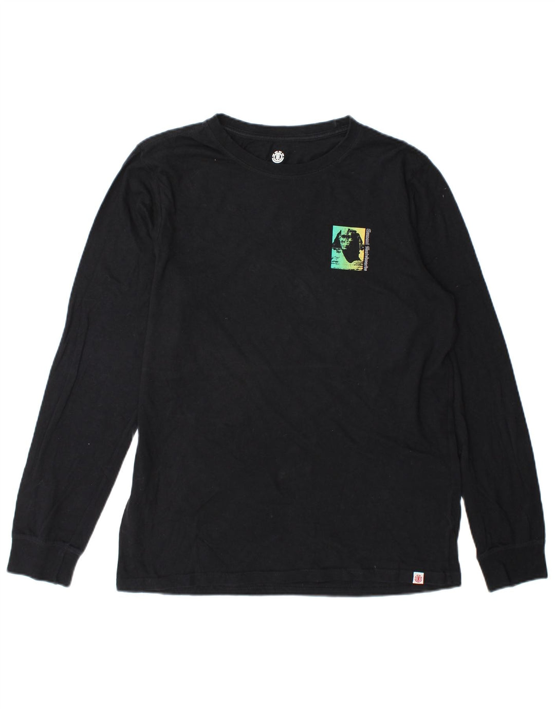 Element Mens Graphic Top Manga Longa Médio Algodão Preto
