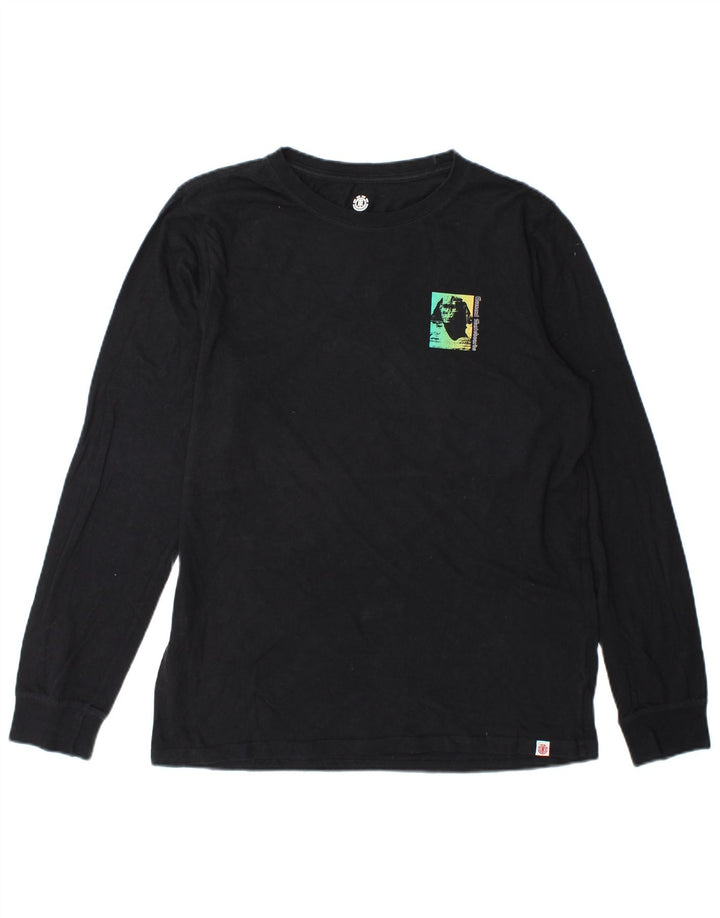 Element Mens Graphic Top Manga Longa Médio Algodão Preto