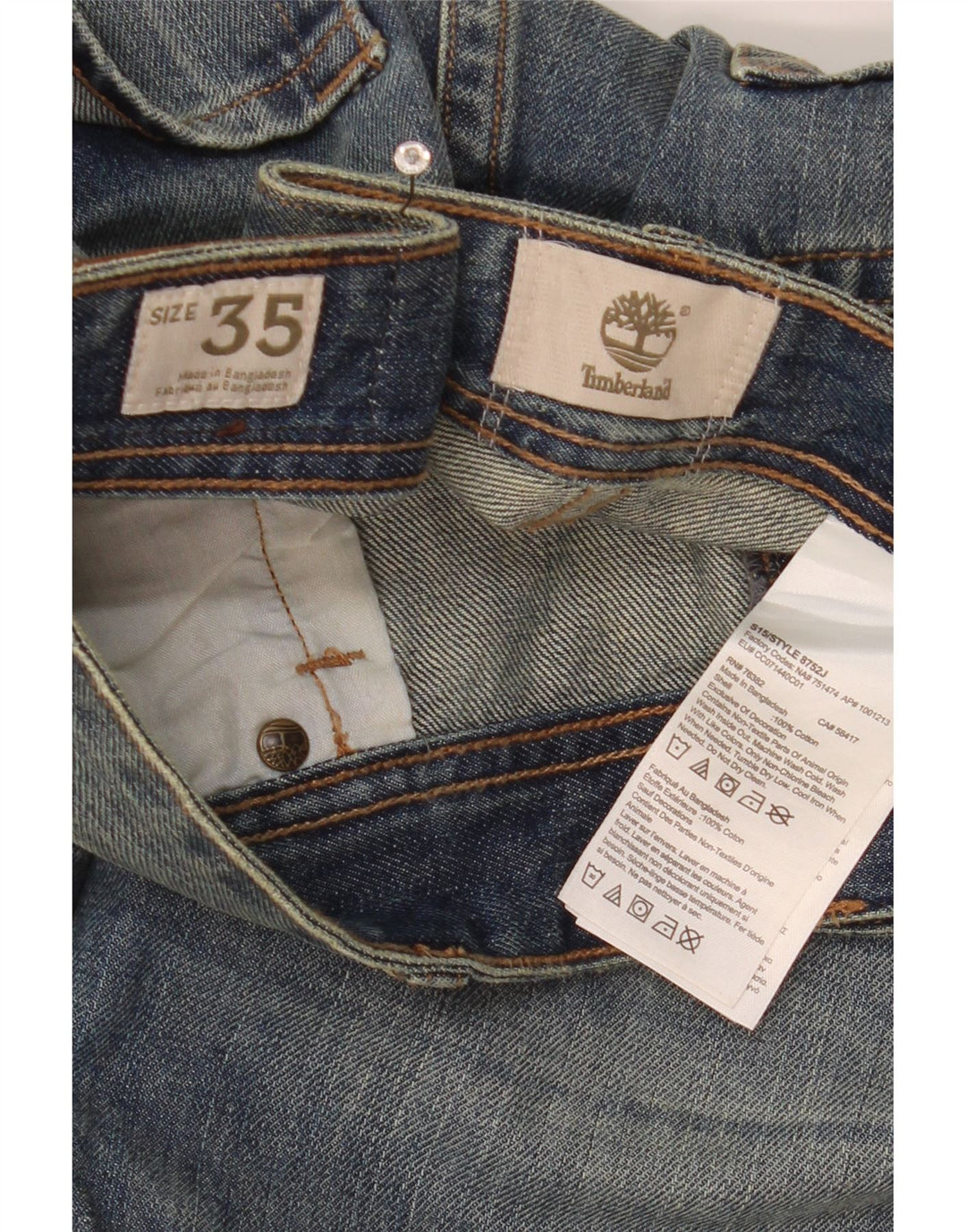 Calça jeans reta masculina Timberland W35 L33 azul algodão