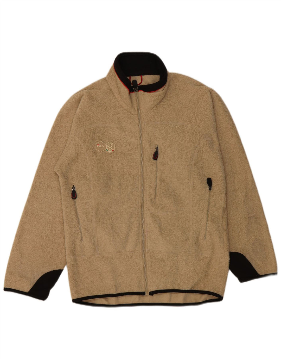 Jaqueta de lã masculina FILA UK 36 poliéster colorblock bege pequeno