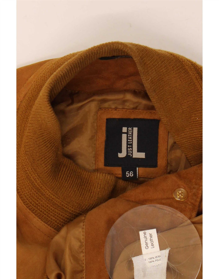 Jaqueta bomber masculina vintage de camurça IT 56 3XL couro marrom