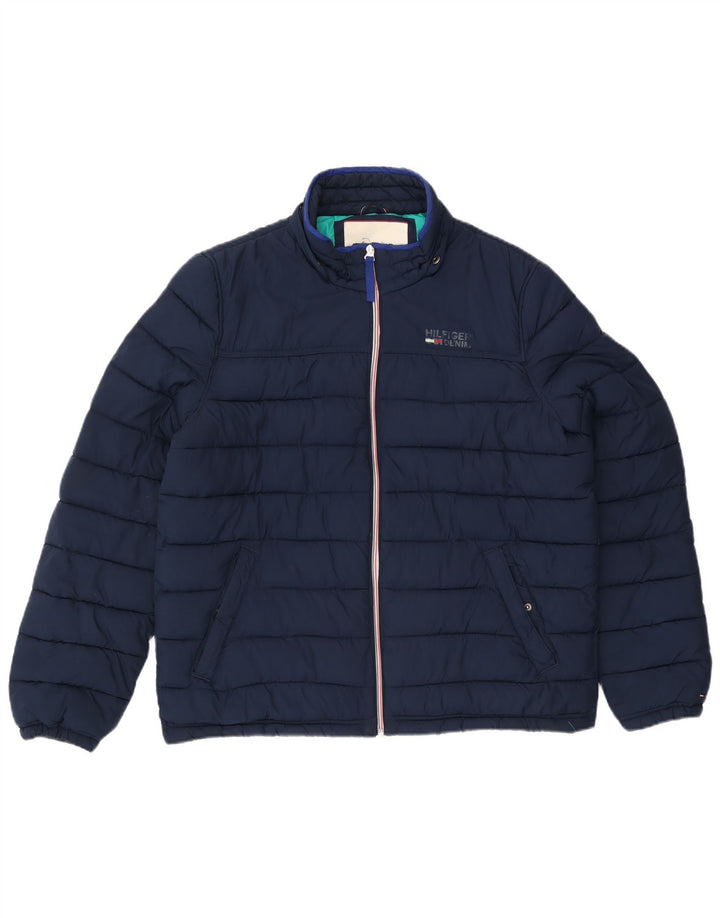 Jaqueta acolchoada masculina Tommy Hilfiger UK 42 XL azul marinho poliéster