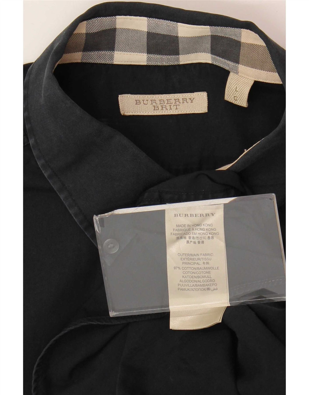 Camisa Burberry masculina BRIT grande algodão azul marinho