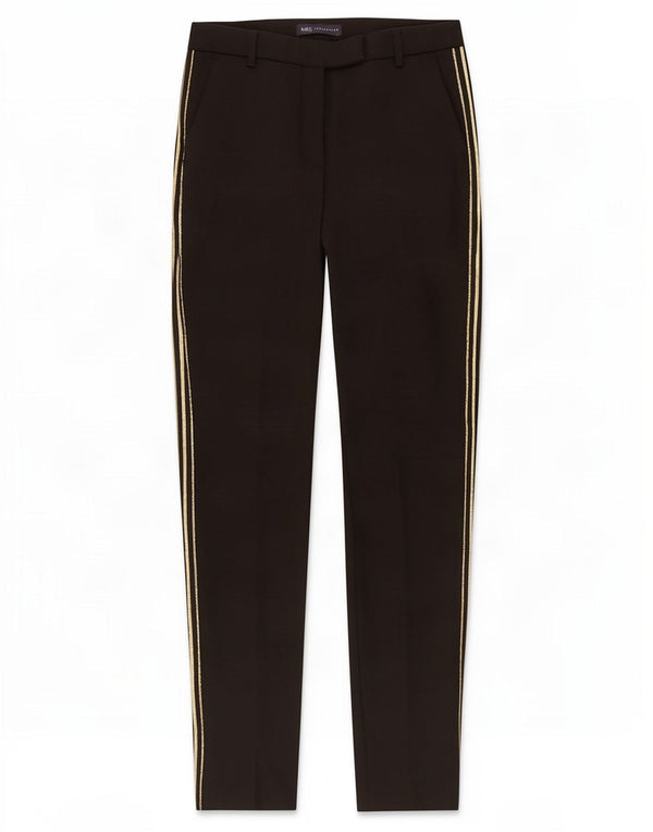 Calça feminina de terno reto Marks & Spencer Reino Unido 10 pequena W30 L30 preta