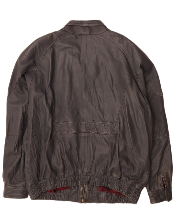Jaqueta de couro masculina vintage IT 60 4XL cinza