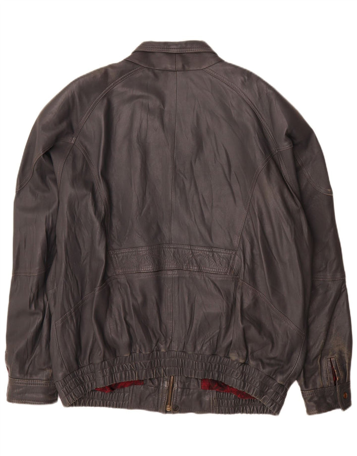 Jaqueta de couro masculina vintage IT 60 4XL cinza
