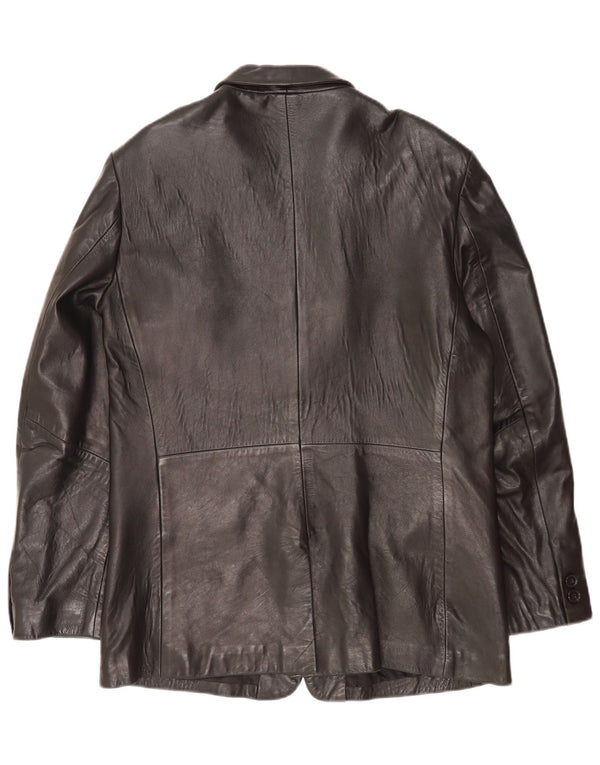 Jaqueta blazer masculina de couro com 2 botões Mexx IT 52 XL couro preto