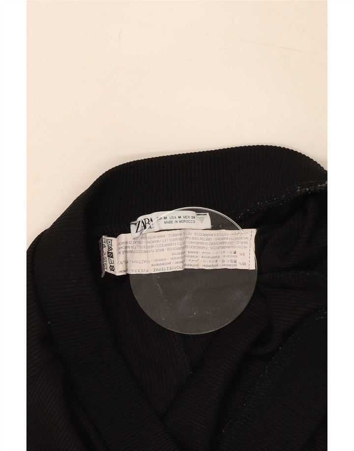 Calça de treino feminina Zara Flare UK 12 poliéster preto médio