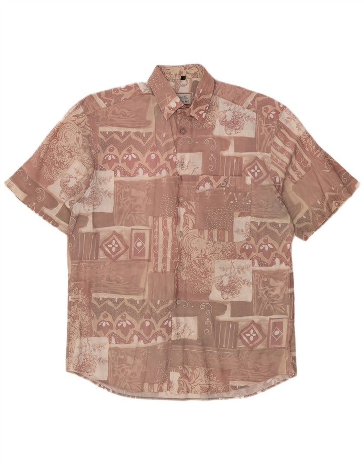 Camisa masculina de manga curta ARPINO tamanho 39/40 patchwork rosa médio