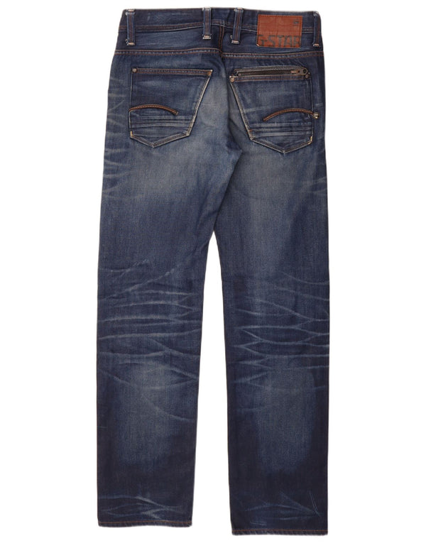 G-Star Mens Attacc Low Straight Jeans W30 L34 Azul Marinho Algodão