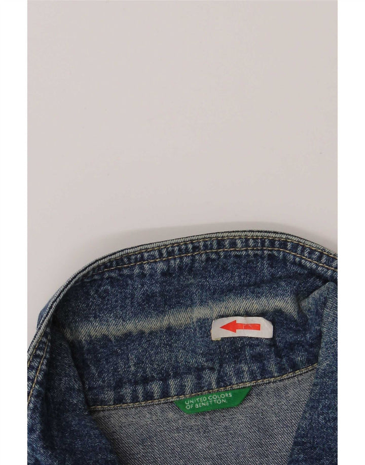 Jaqueta jeans feminina Benetton UK 10 pequena azul