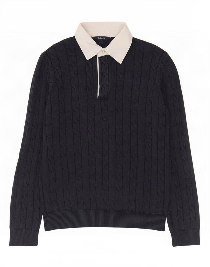 Suéter masculino Gant com gola polo pequeno azul marinho