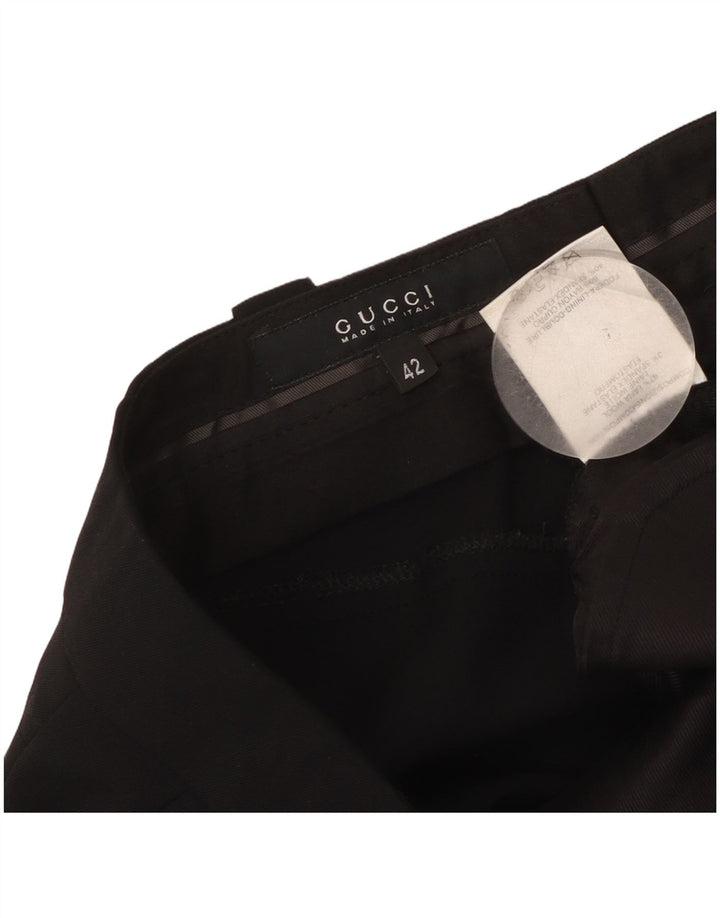 Calça feminina Gucci de terno reto IT 42 médio W30 L31 lã preta