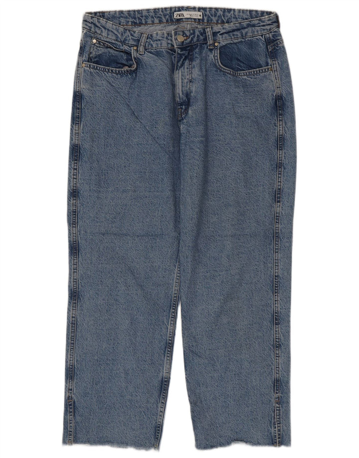 ZARA Jeans Soltos Femininos EU 42 Grande W32 L27 Azul