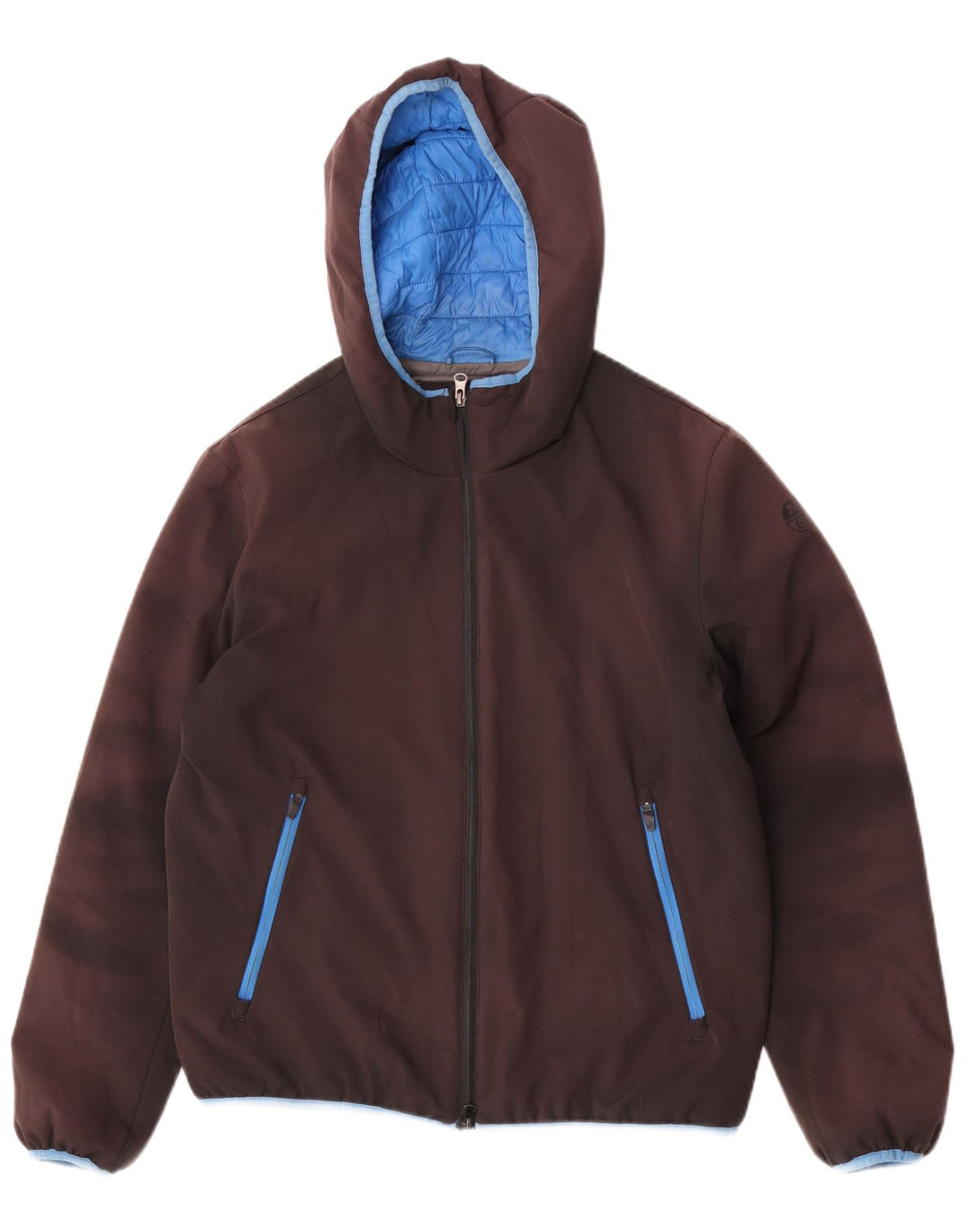 Jaqueta masculina acolchoada com capuz North Sails UK 38 cinza médio colorblock