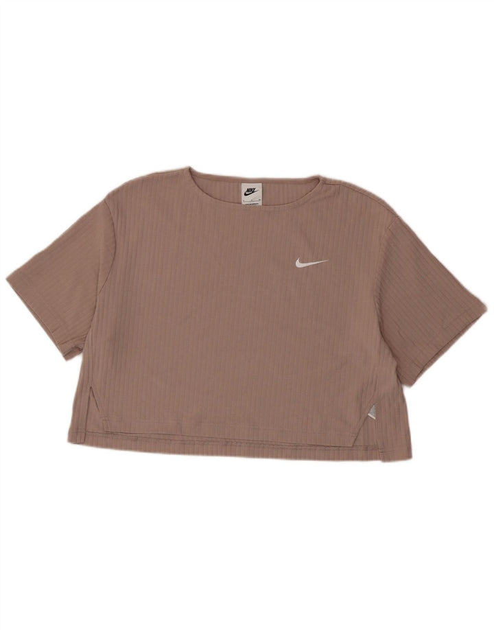 Camiseta feminina Nike Crop Oversized Top UK 10 Pequeno Algodão Cinza