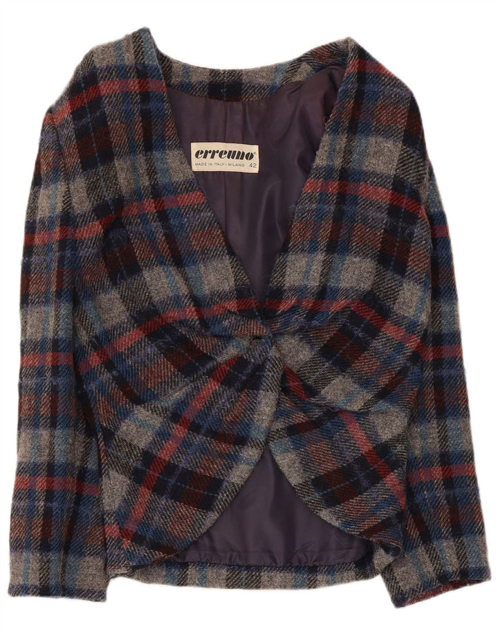 Jaqueta blazer feminina Erreuno com 1 botão IT 42 lã xadrez média multicolorida