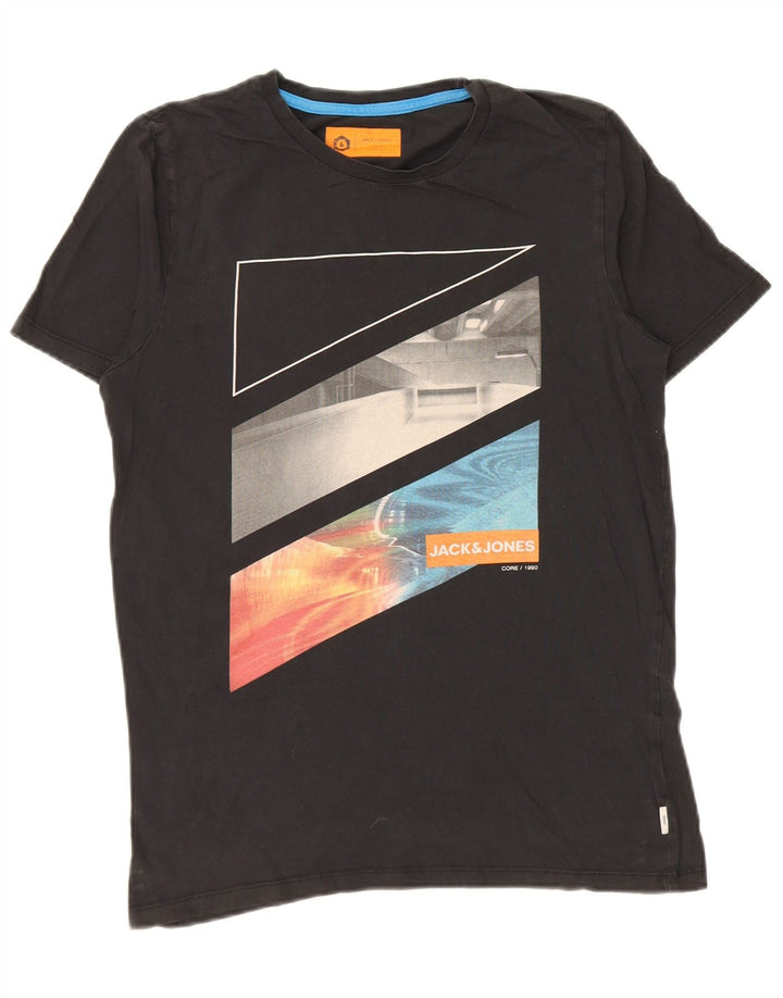 Jack & Jones Camiseta masculina gráfica top pequeno preto