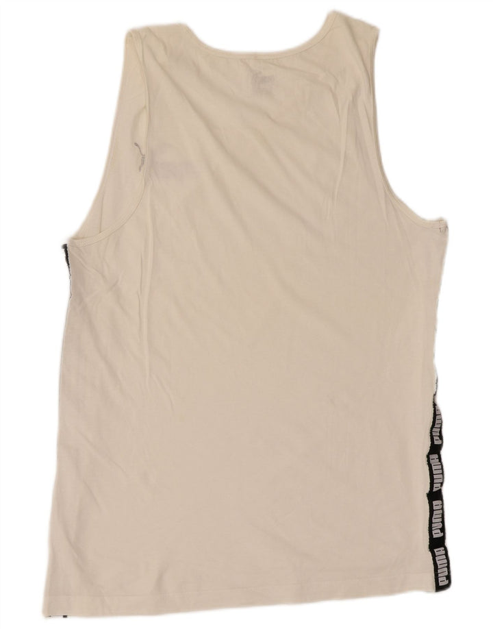 Puma masculino gráfico colete top médio branco colorblock