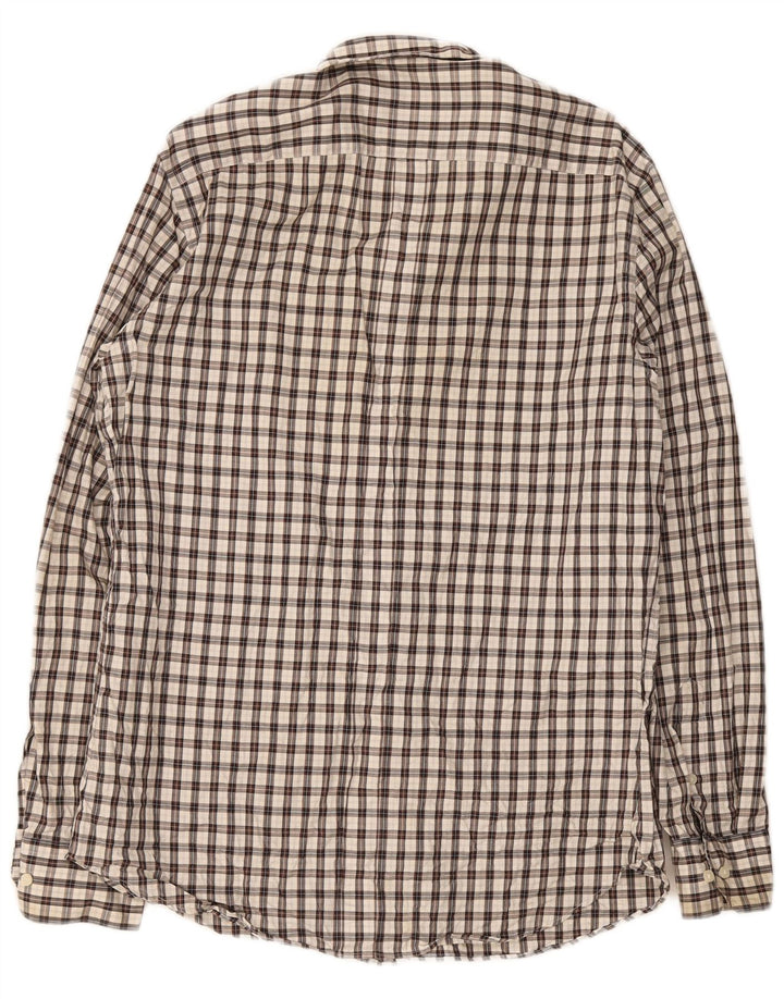 Camisa masculina de flanela Massimo Dutti grande xadrez marrom