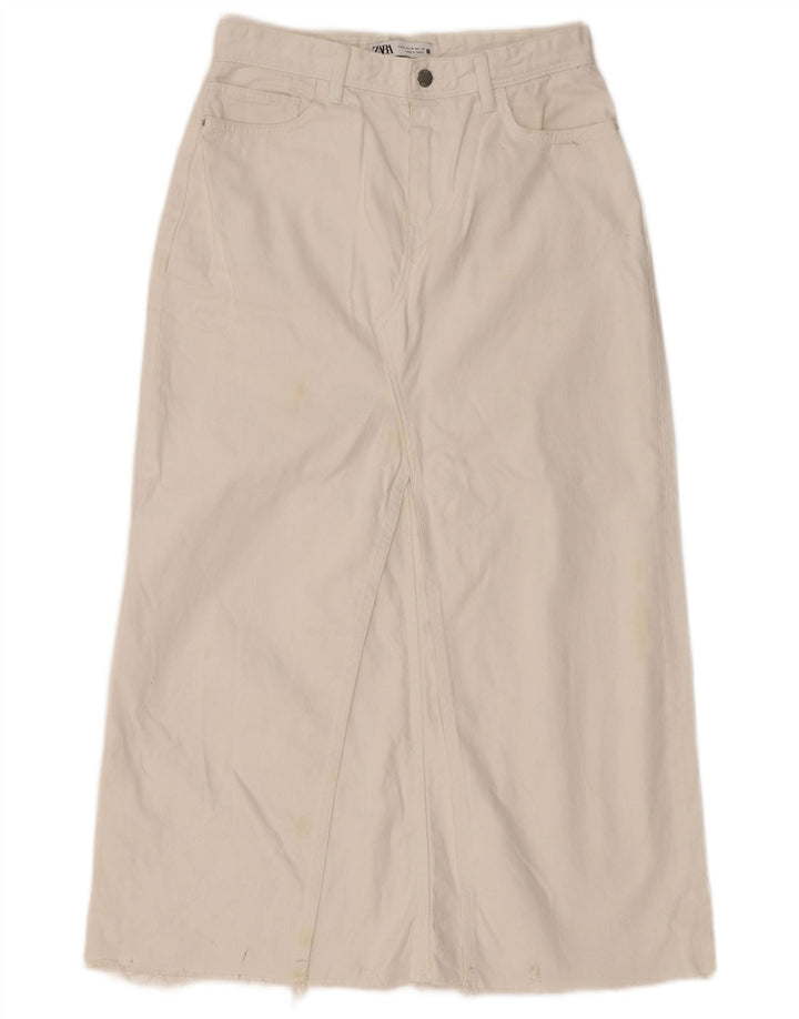 Zara Saia jeans maxi feminina média W30 branca