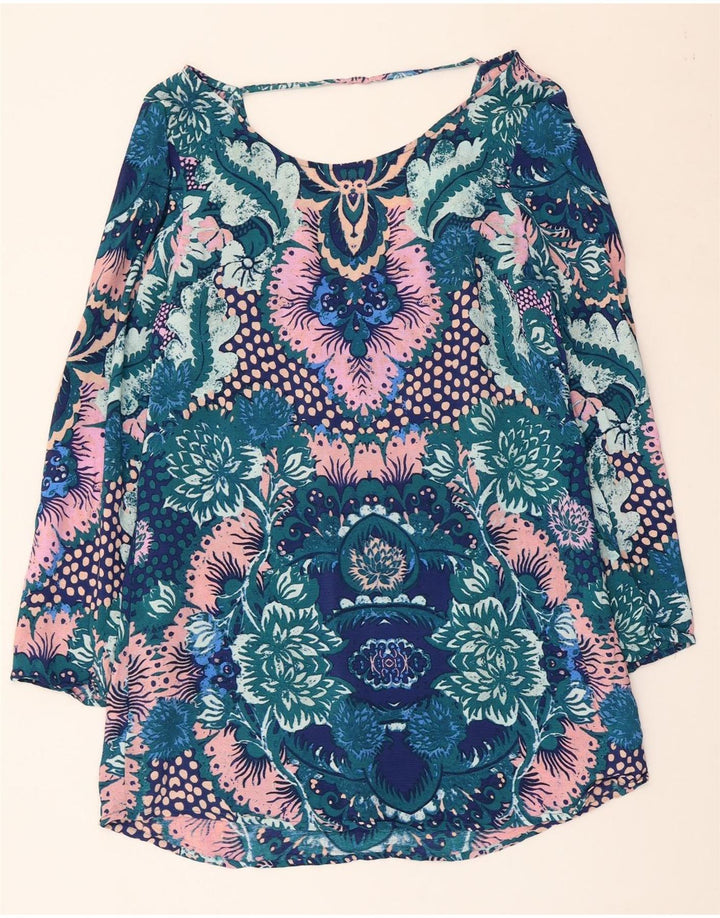 Vestido túnica feminino de manga comprida BILLABONG Reino Unido 12 médio floral multicolorido