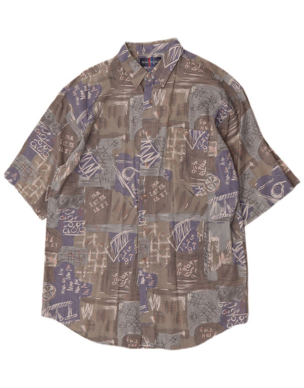 Jean Legalli Camisa masculina gráfica de manga curta tamanho 41/42 cinza grande