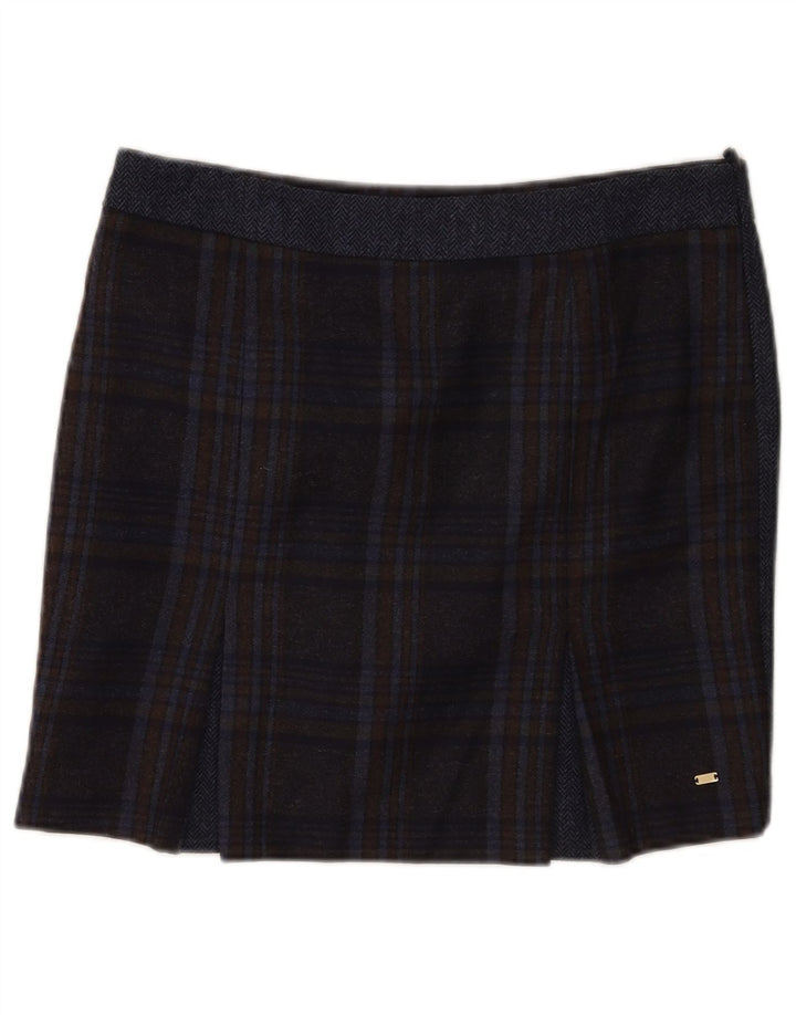 Minissaia feminina Tommy Hilfiger EUA 8 médio W32 lã xadrez azul marinho