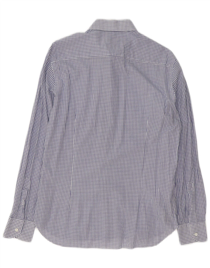 Camisa masculina Massimo Dutti tamanho 42 16 1/2 grande algodão xadrez azul