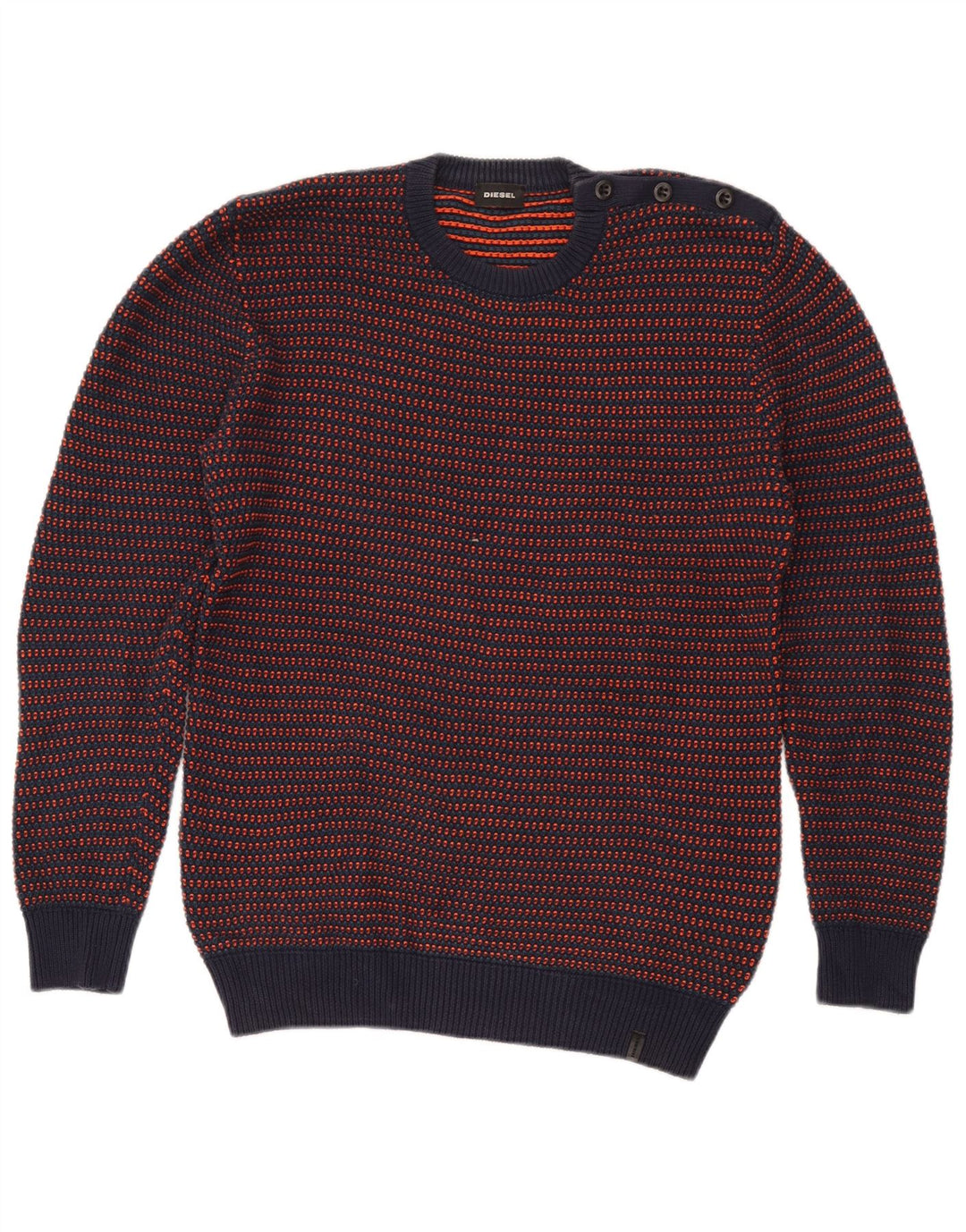 Suéter masculino Diesel com gola redonda e algodão listrado azul marinho médio