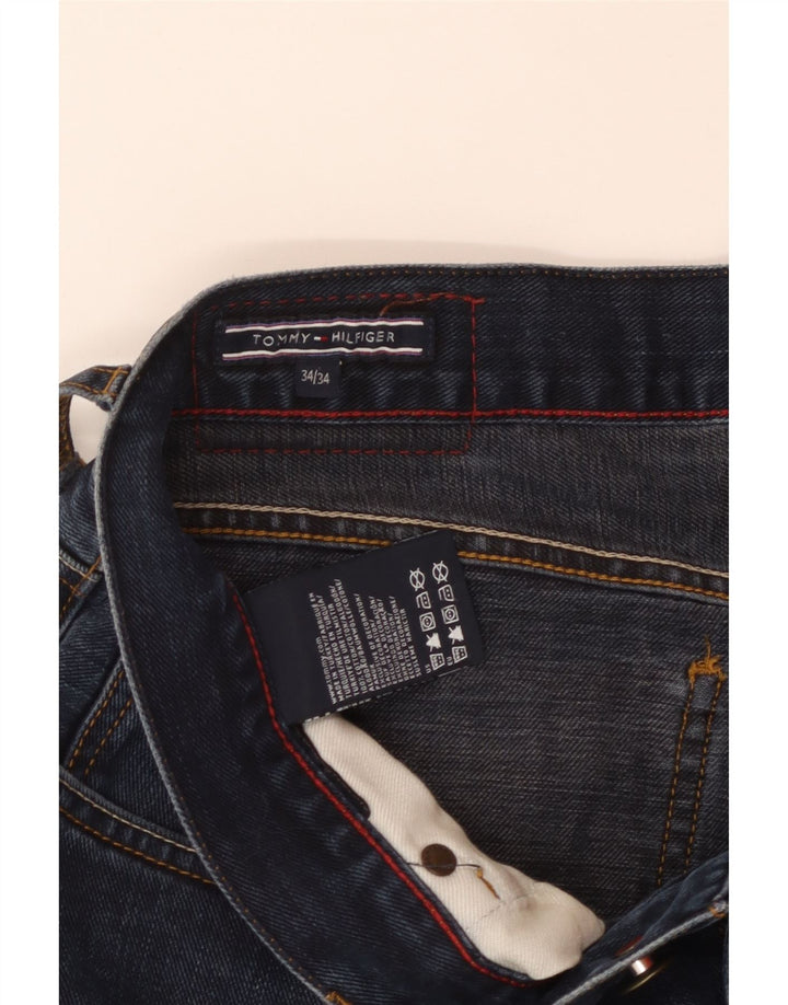 TOMMY HILFIGER Jeans reto masculino W34 L34 azul marinho algodão