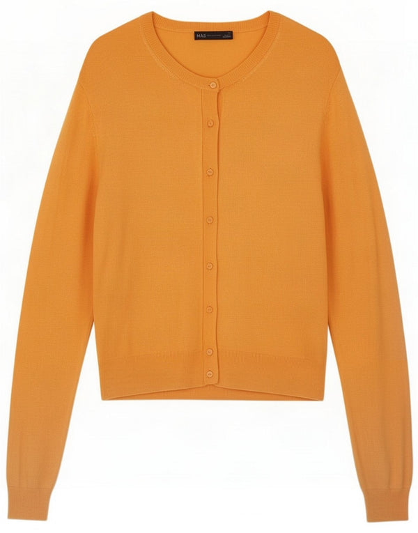 Suéter cardigã feminino Marks & Spencer Reino Unido 14 grande laranja viscose clássico