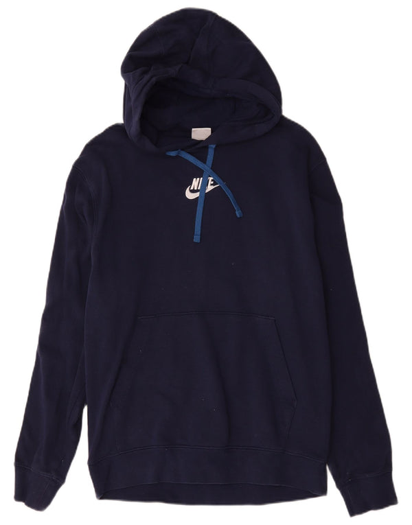 Jumper com capuz gráfico masculino Nike pequeno azul marinho colorblock algodão