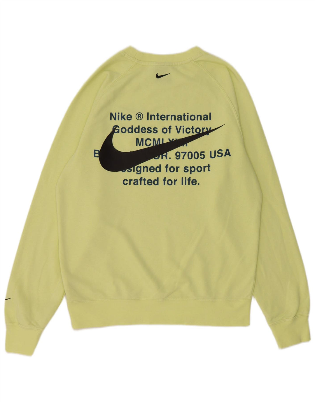 Nike masculino gráfico moletom jumper pequeno algodão amarelo
