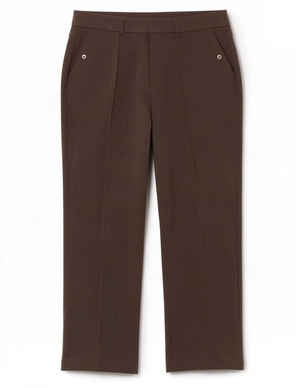 Calça chino reta feminina Marks & Spencer UK 10 pequena W28 L26 marrom