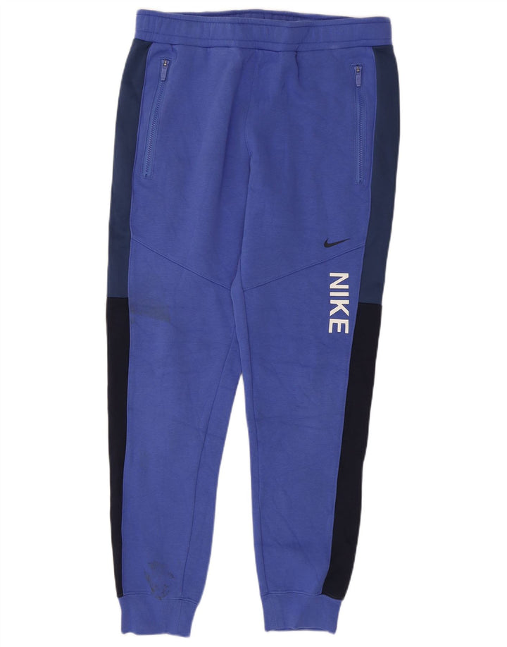 Calça de treino masculina Nike Joggers médio azul colorblock algodão