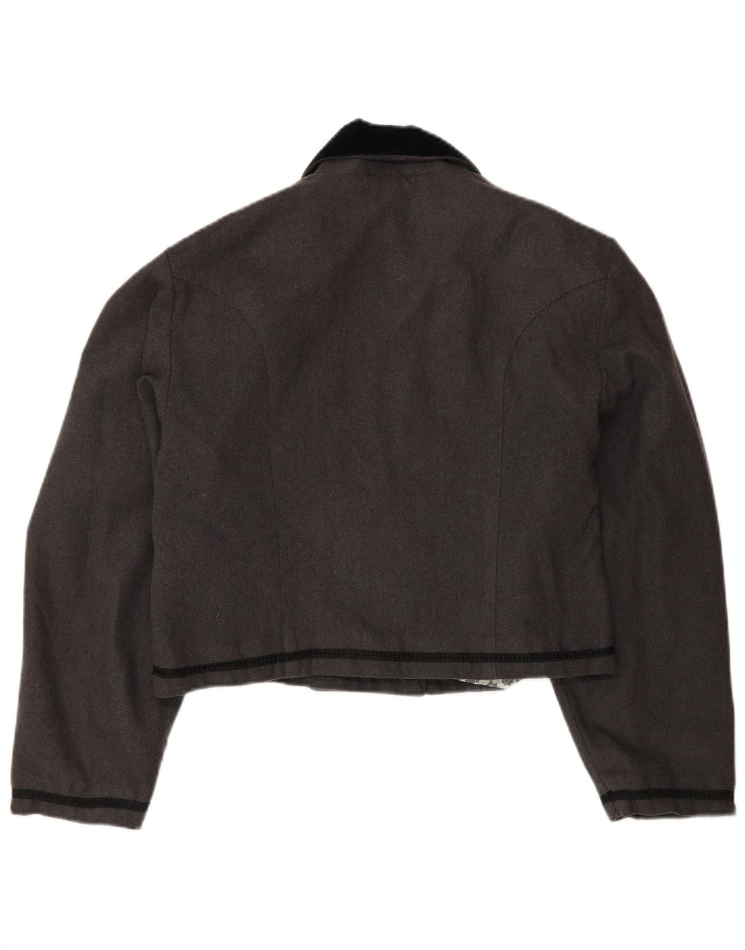 Jaqueta blazer feminina vintage UK 14 bloco colorido cinza médio